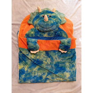 Hugfun Dinosaur Slumber Bag Plush Green Orange Triceratops Kid Sleepover Hug Fun